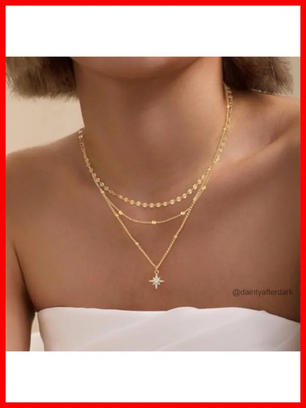 14k Gold Plated Layered Dainty Necklace Set 3-Piece Stack Choker Pendant